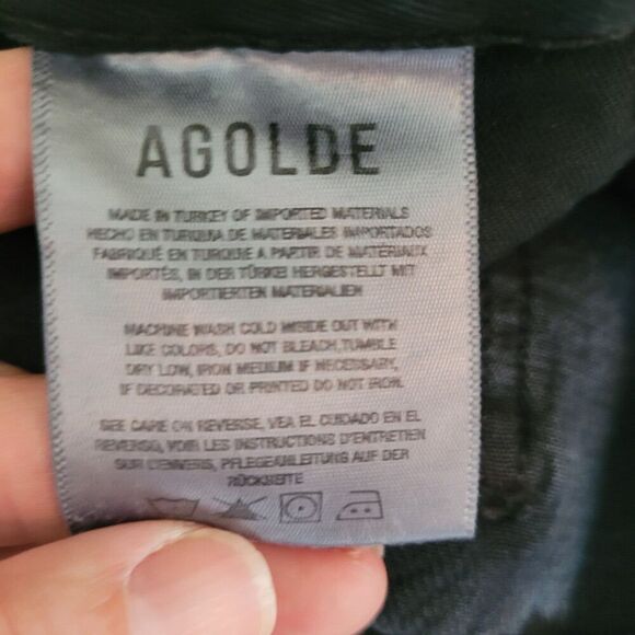 Agolde Amber Jeans in Crushed Women's Size 30 Black Denim Straight Leg Classic - Picture 7 of 9